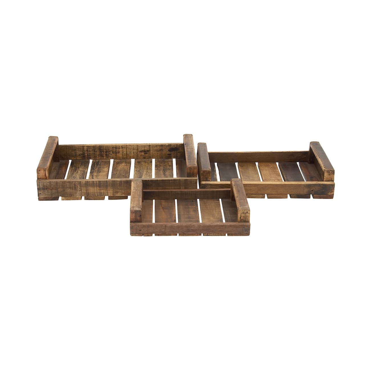 Brown Wood Farmhouse Tray Set